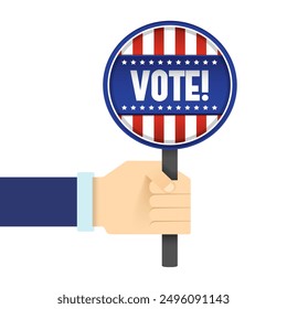 Magnifying glass in hand. Vote for presidential election. Vector icon