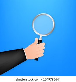 Magnifying glass hand for web background design. Magnifying glass icon. Vector stock illustration.