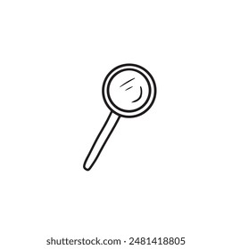 Magnifying glass with handle in black isolated on white background. Hand drawn vector sketch illustration in doodle engraved vintage line art style. Toll for watching details and searching