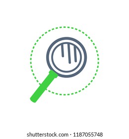 Magnifying glass with handle, examination tool with lens to see closer vector. Enlarging details and magnification of items. Search icon and zoom