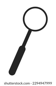 Magnifying glass with handle flat line black white vector object. Optical device, loupe. Editable cartoon style icon. Simple isolated outline spot illustration for web graphic design and animation