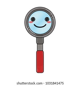 magnifying glass happy cartoon character waving hand icon image