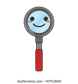 magnifying glass happy cartoon character waving hand icon image