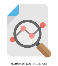 
A magnifying glass having line graph in it depicting market research 
