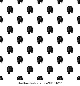 Magnifying glass in head pattern seamless in simple style vector illustration