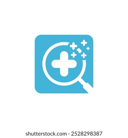 Magnifying Glass Health care Cross Pixel Logo Template Illustration Design
