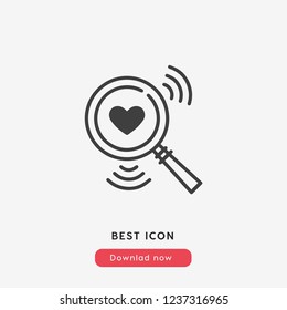 Magnifying glass with heart icon vector