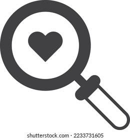 magnifying glass and heart illustration in minimal style isolated on background