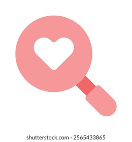 A magnifying glass with a heart, representing favorite search icon