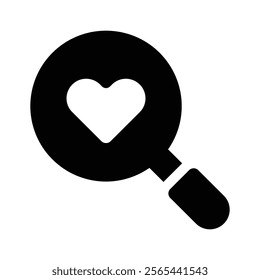 A magnifying glass with a heart, representing favorite search icon