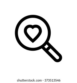 Magnifying glass, heart, valentine's day, love line icon. Pixel perfect fully editable vector icon suitable for websites, info graphics and print media.