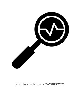 Magnifying Glass with Heartbeat Icon Depicting Monitoring Concept