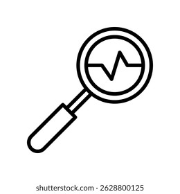 Magnifying Glass with Heartbeat Line Icon Depicting Monitoring Concept