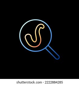 Magnifying Glass with Helminths vector concept modern linear icon on dark background