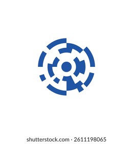 A magnifying glass hidden inside dashed circles. Vector symbol.