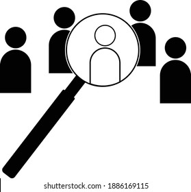 magnifying glass highlight 1 person, suitable for web companies opening vacancies