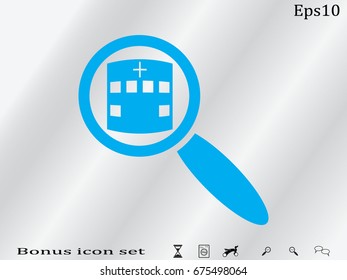 magnifying glass, hospital, icon, vector illustration eps10