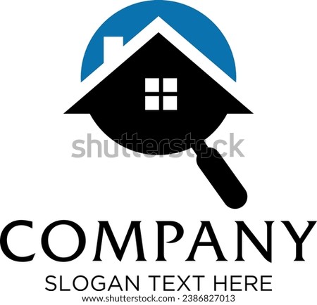 magnifying glass house vector logo design