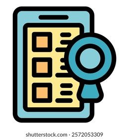 Magnifying glass hovering over smartphone displaying checklist, ensuring accuracy and thoroughness