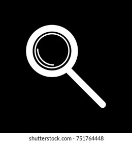 Magnifying glass icon. Black background. Vector.