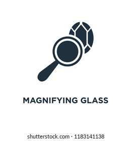 Magnifying glass icon. Black filled vector illustration. Magnifying glass symbol on white background. Can be used in web and mobile.