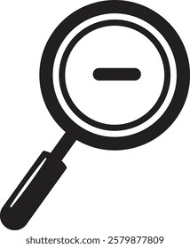 Magnifying glass icon. Black search icon symbol. Magnifier loupe sign, isolated on transparent background. Modern and editable magnifying glass icon. Simple designs vector illustration.