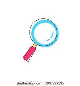 Magnifying glass icon cartoon flat vector sign