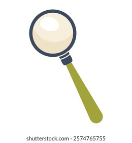 Magnifying glass icon. Cartoon magnifying glass isolated on white background. Searching, Discovery, scrutiny concept. Magnifier tool. Vector flat illustration