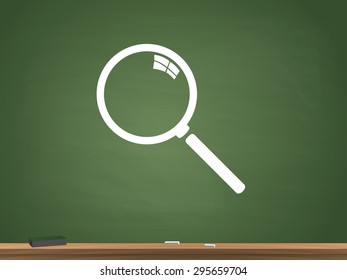 Magnifying glass icon chalkboard illustration