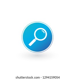 magnifying glass icon in circle, vector flat style for search, focus, zoom, business illustration. isolated