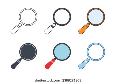 Magnifying Glass icon collection with different styles. Search Searching Looking For Research icon symbol vector illustration isolated on white background