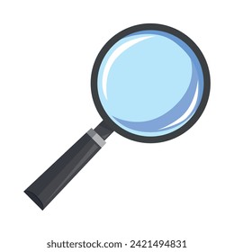 The magnifying glass icon. A color image of a magnifying glass with a pen. A magnifying glass. Devices for viewing small objects. Vector illustration isolated on a white background for design and web.