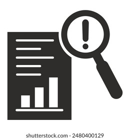 Icono de lupa, lupa, informe de datos, Ilustración vectorial plana sobre fondo blanco
