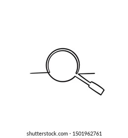 Magnifying glass icon design template with handdrawn one line style vector