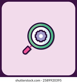 Magnifying Glass Icon: Detailed Gear Inspection