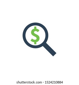 magnifying glass icon. Dollar Search icon. Stock vector illustration on white background.