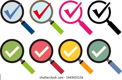 
Magnifying glass icon drawn in vector.
Check mark icon.