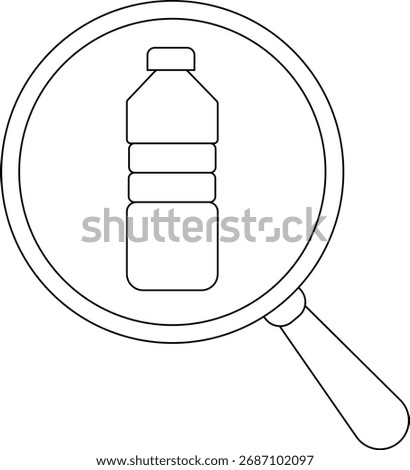 magnifying glass icon and drinking bottle icon.with black lines