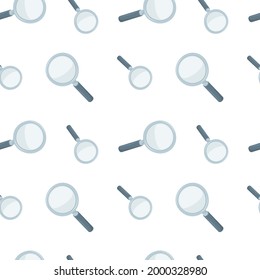 Magnifying Glass Icon Emoji Pattern. Optical Seamless Background Symbols. Doodle Emoticon Illustration Design Vector.