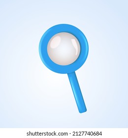 Magnifying glass, icon for finding information. 3D vector illustration.