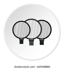 Magnifying glass icon in flat circle isolated on white background vector illustration for web