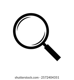 Magnifying glass icon in flat design. Discovery, research, search, analysis concept.