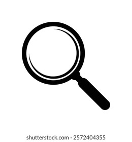 Magnifying glass icon in flat design. Discovery, research, search, analysis concept.