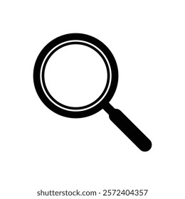 Magnifying glass icon in flat design. Discovery, research, search, analysis concept.