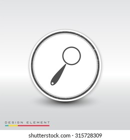 Magnifying glass icon. Flat design style. Made vector illustration. Emblem or label with shadow.