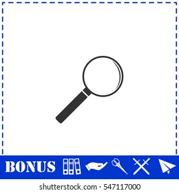Magnifying glass icon flat. Simple vector symbol and bonus icon