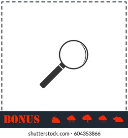 Magnifying glass icon flat. Simple vector symbol and bonus icon