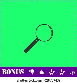 Magnifying glass icon flat. Simple vector symbol and bonus icon