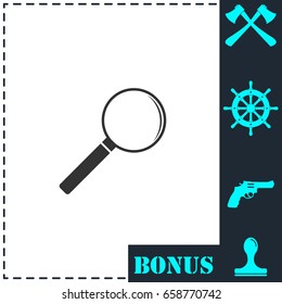 Magnifying glass icon flat. Simple vector symbol and bonus icon