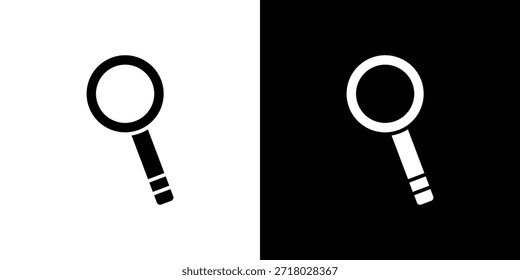 Magnifying glass icon Flat Solid Style in black and white colors. Vector eps10.